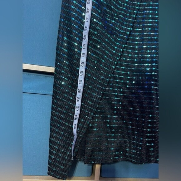 Love & lemonade dark green dress curve Deep V neck wrap sequin long sleeves 1XL - Picture 8 of 13